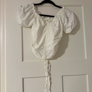 American Threads White Puff Sleeve Blouse